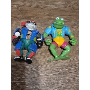Original Vintage Mutant Ninja Turtles Figures Lot Of‎ 2 Panda Khan & Genhis Frog